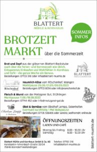 Read more about the article Brotzeit Markt an der Blattert Mühle Sommer Infos